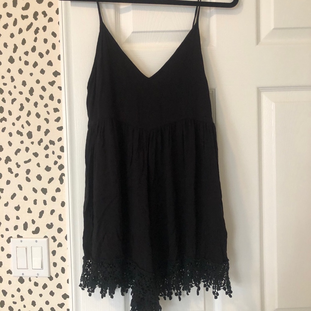 Black LF Romper lace trim size S